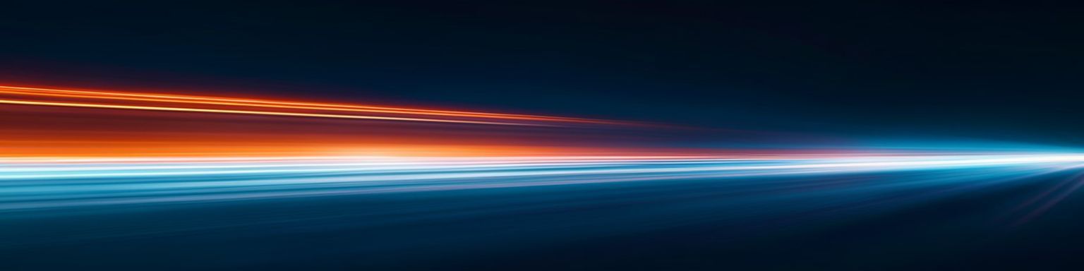 Cyan light-trail abstract — Nel404 Labs brand banner